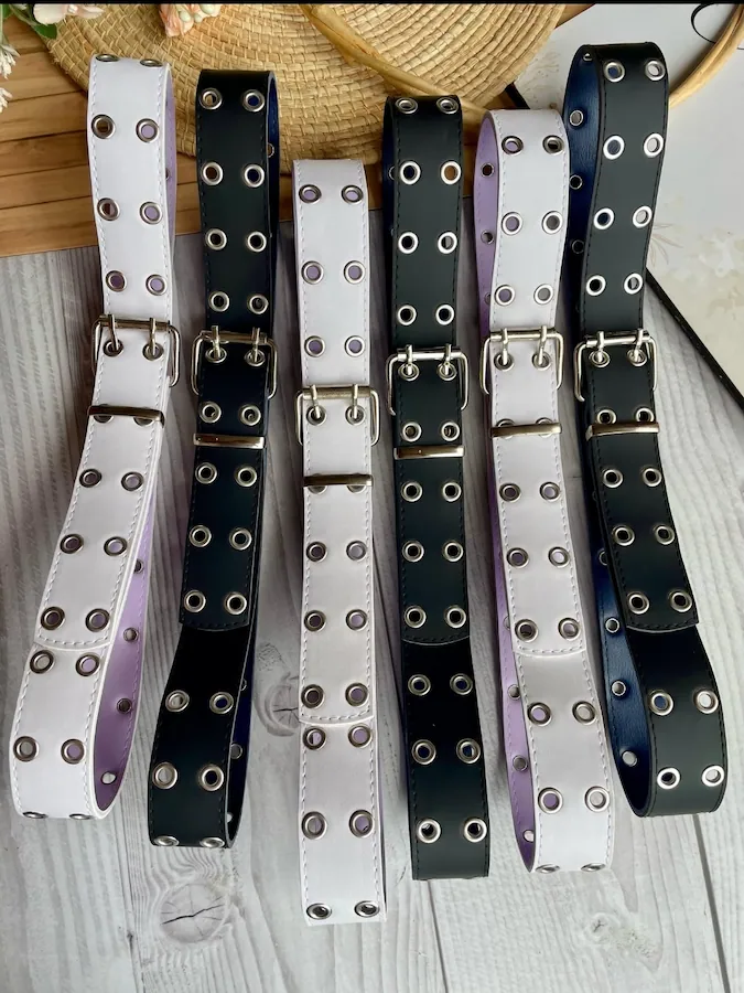 Cinturón Sintético New Age MEDALLO Jeans - Diseño moderno dos ojales blanco y negro