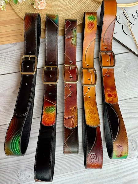 Cinturón de Cuero Artesanal Clásico MEDALLO Jeans - Hebilla dorada premium 3.8cm