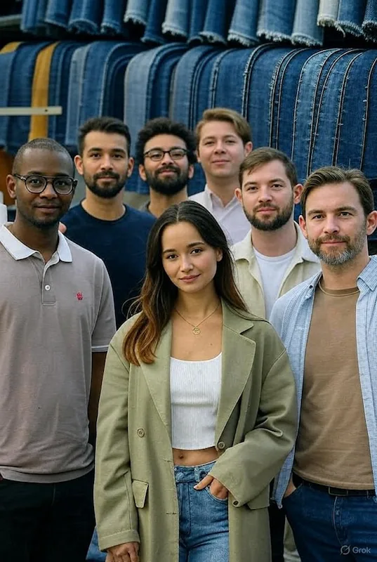 Equipo real de 8 personas de MEDALLO Jeans en Medellín