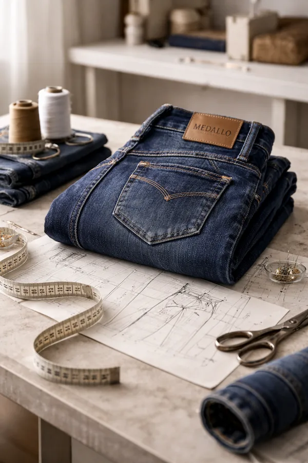 Detalle del patronaje y ajuste de jean MEDALLO